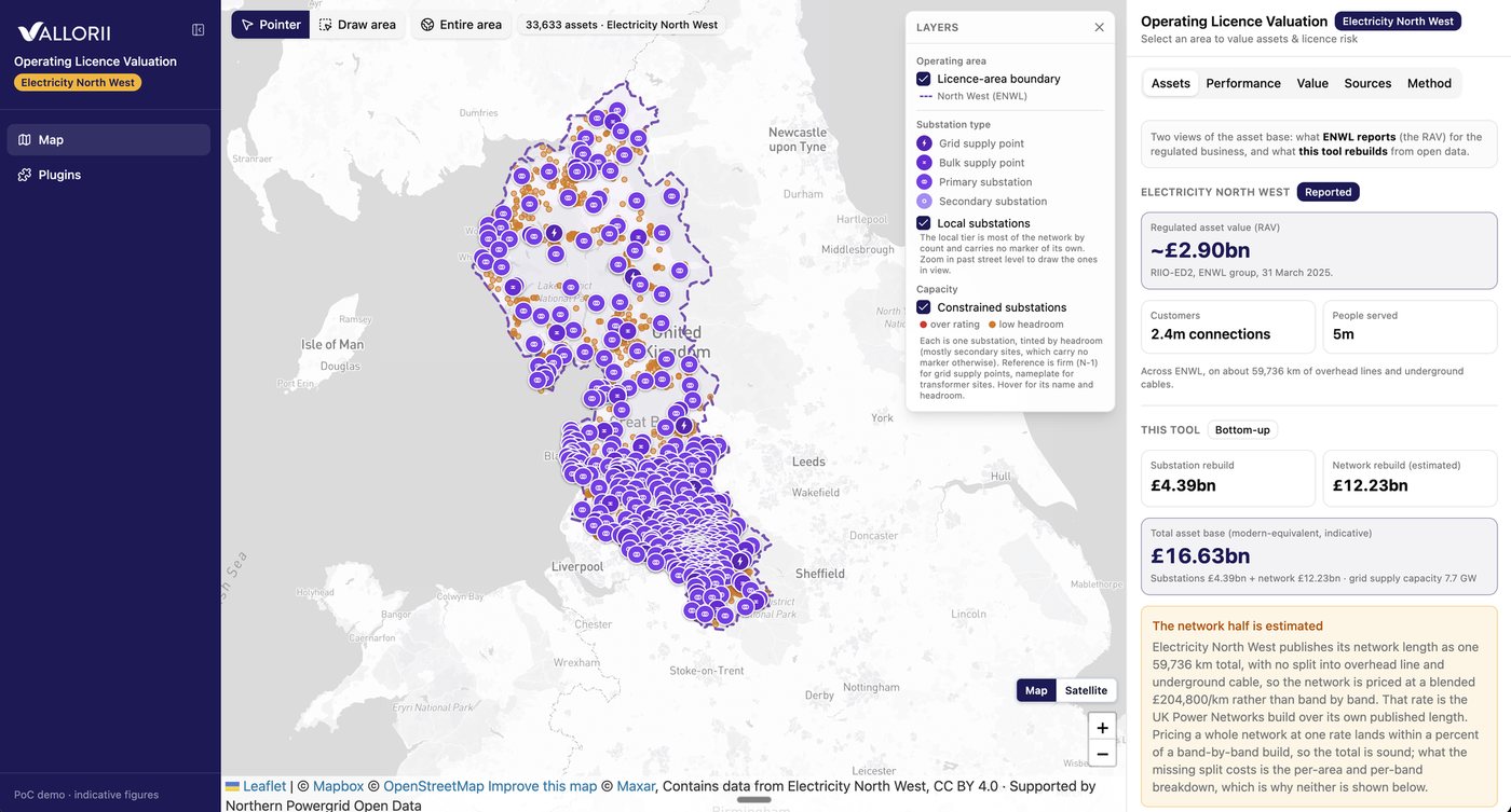 Electricity North West assets valued from open data